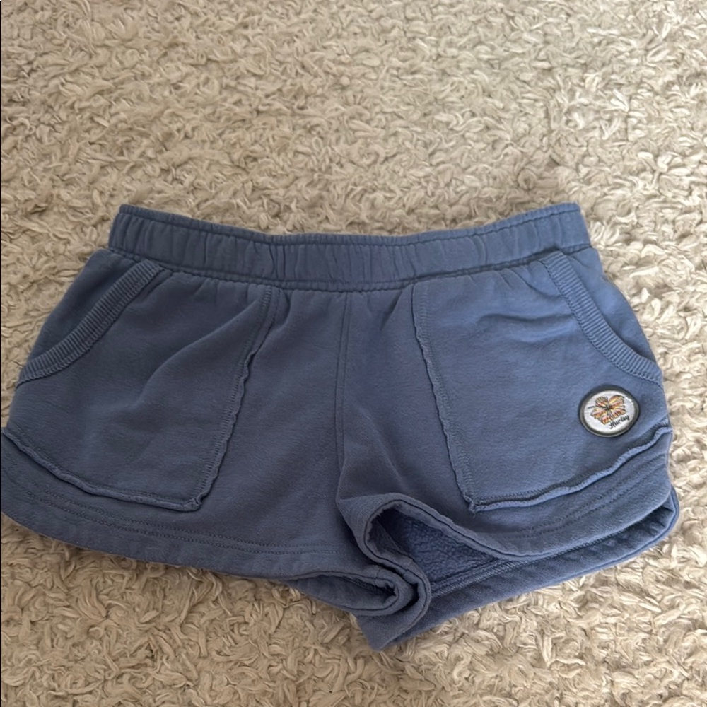 Hurley Blue Athletic Shorts Relaxed Fit Elastic Waistband